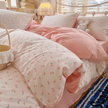 Sweetheart Garden Siêu Mềm Mây Cảm Giác 4 TRONG 1 Ga Trải Giường Đơn / Queen / King Size Trang Bị Tấm Chăn / Vỏ Gối Chăn Ga Gối Bộ Chăn Ga Gối