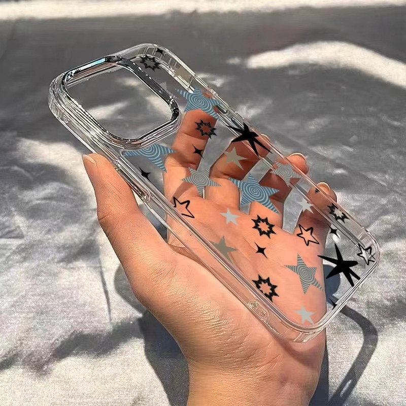 Ốp Điện Thoại Họa Tiết Ngôi Sao Năm Cánh Doodle Nhiều Màu Sắc Cho Samsung S25 S24 FE S26 S23 Ultra S20 S22 S21 Plus Vỏ Chống Sốc Trong Suốt