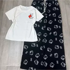Sét bộ quần Hoạ tiết mèo ki ti+áo Phông CROPTOP ki ty in nguuc hàn quốc-chang3158quanaao