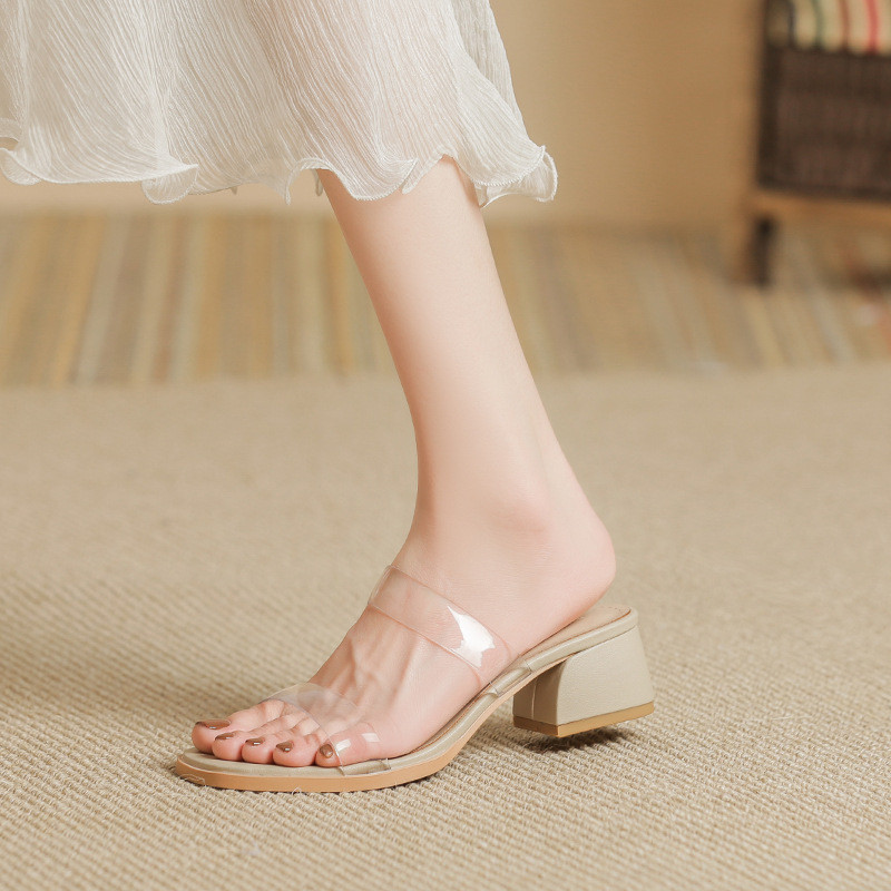 Size Lớn 34-43 Dép Trong Suốt Nữ Da Cừu Dây Đeo Phẳng Mở Ngón Chân Dày Mùa Hè Cổ Tích Phong Cách Chân Rộng Béo Chân Thoải Mái 4DH8