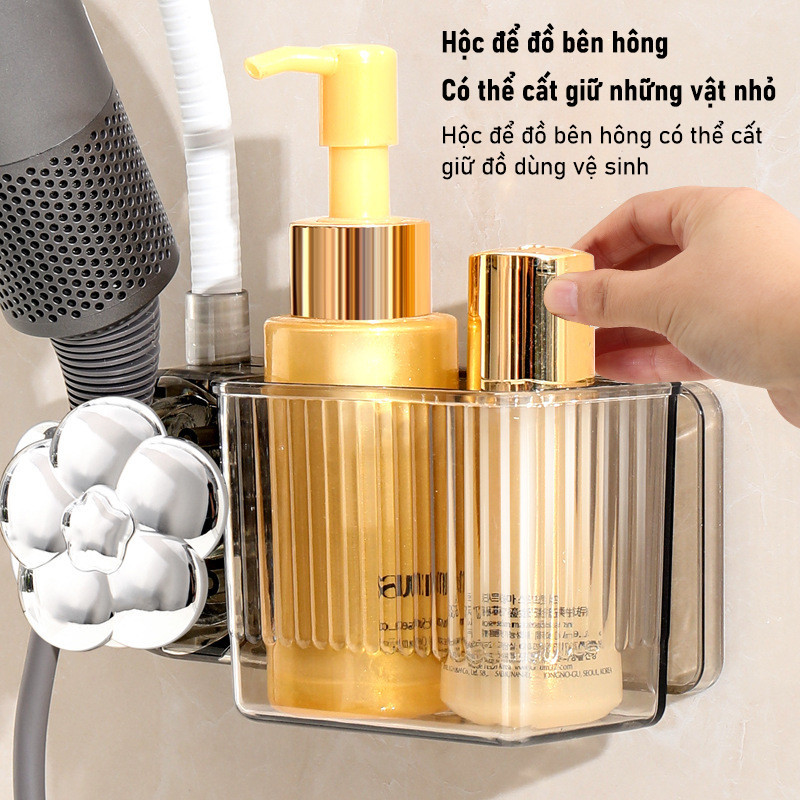 Giá Treo Máy Sấy Tóc Không Khoan - Hút Chân Không Chắc Chắn, Xoay 360° Tiện Lợi, Tổ Chức Gọn Gàng Phòng Tắm Hiệu Quả