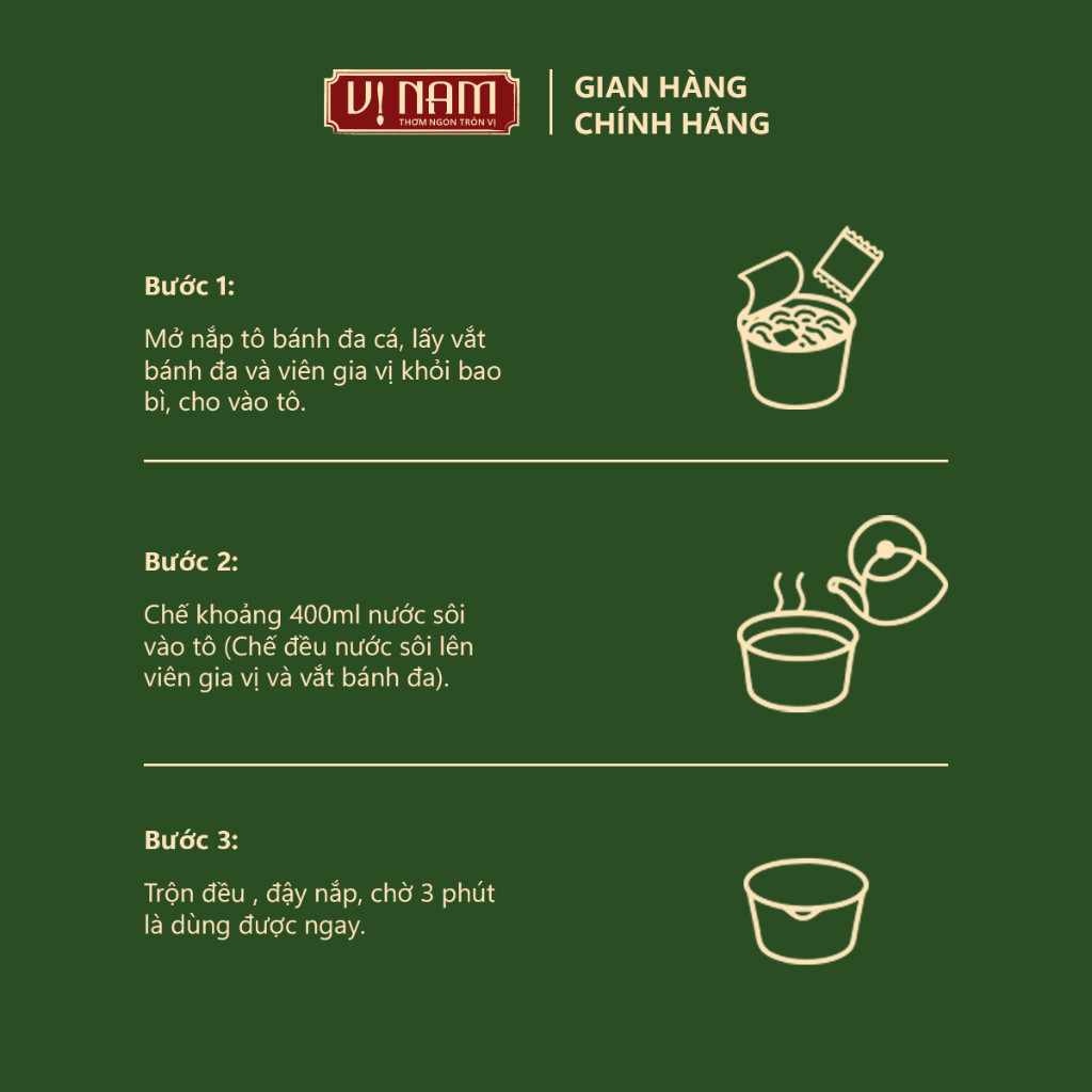Bánh Đa Cá ăn liền - Vị Nam Foods - Mì ăn liền - Sấy thăng hoa, Tiện ích, Thơm ngon, bổ dưỡng