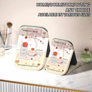 Tiệc tráng miệng Gương trang điểm gấp gọn khung nhựa dày dặn chống trầy