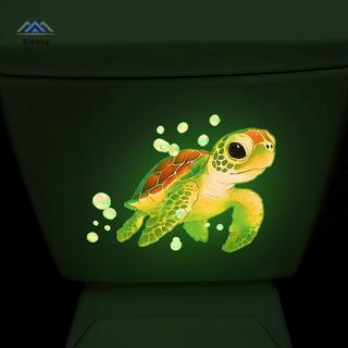 ELBBKG Rùa Biển Vệ Sinh Decal Dán Tường Phát Sáng Trong Bóng Tối Tự Dính Có Thể Tháo Rời Dạ Quang Stier Chống Thấm Nước Trang Trí Phòng Tắm Mới