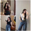 TH002- Áo thun cổ tim tay cộc độn vai TL.Online Shop ☘️freeship