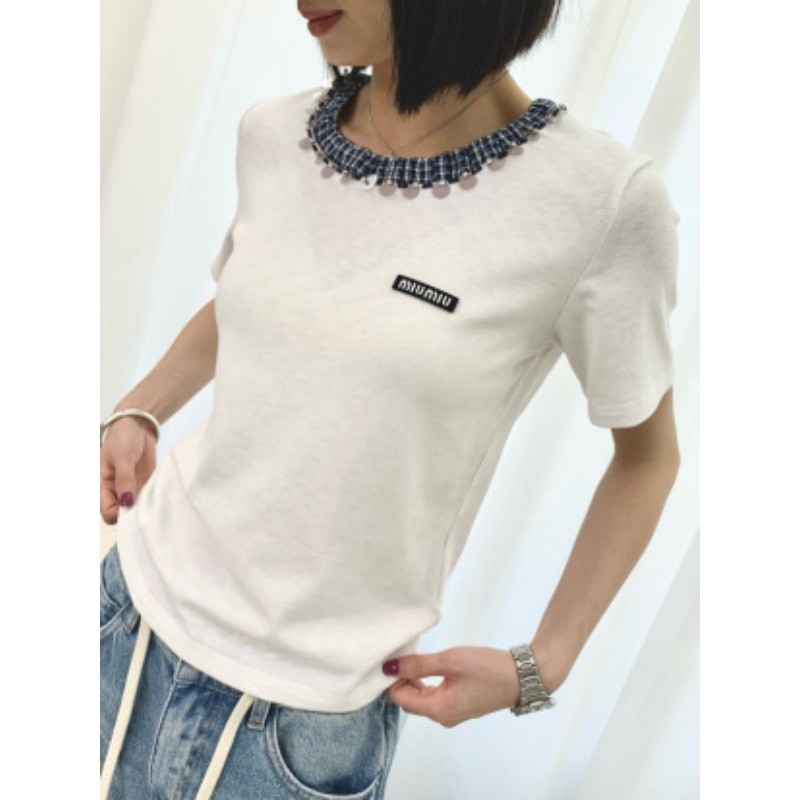 Áo thun Cotton nguyên chất cổ tròn mới dành cho nữ