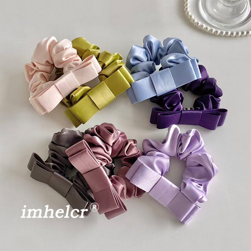 Hàn Quốc Scrunchie Satin Đơn Giản Cho Đuôi Ngựa