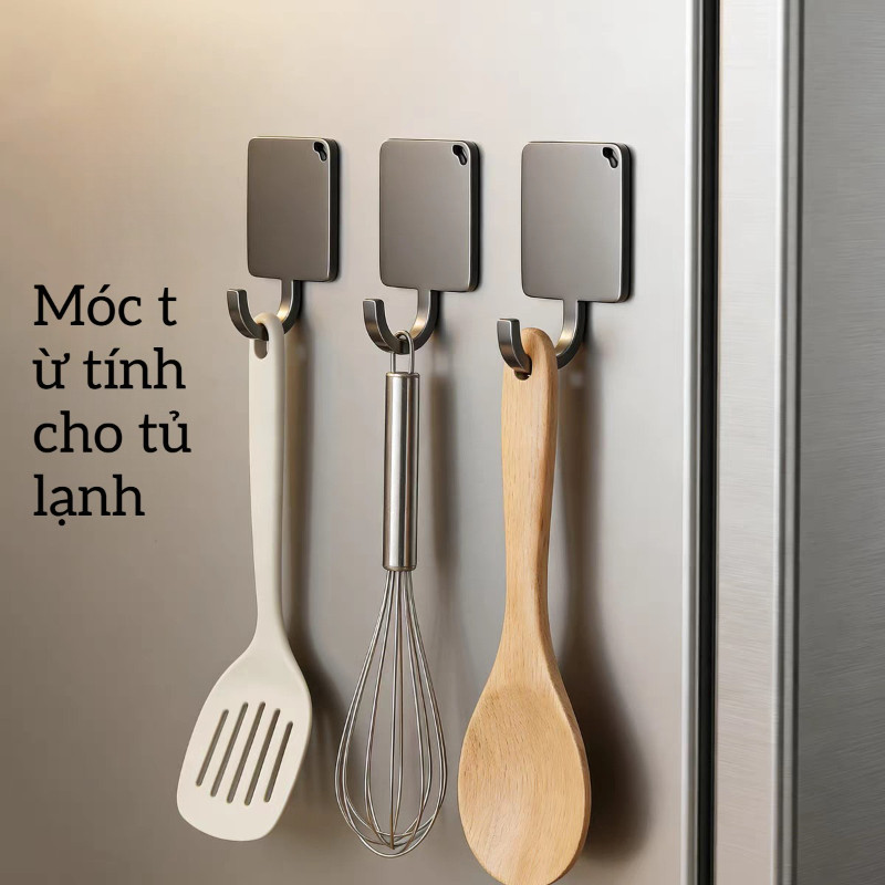 Bộ Móc Treo Đa Năng Thép Carbon - Từ Tính Mạnh, Không Khoan, Dùng Cho Nhà Bếp, Phòng Tắm & Tủ Lạnh