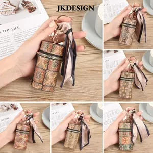 Túi Son Môi Mini JKDESIGN, Túi Xô PU Hạt Gỗ, Túi Tai Nghe Hình Trụ In Hình Hoạt Hình Retro Cho Nữ Bé Gái