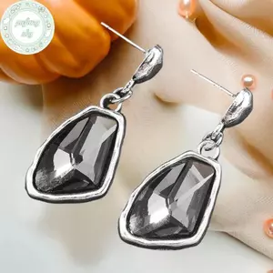 PUSKY Trang sức nữ: Bông tai và mặt dây chuyền với kim cương giả lấp lánh, thiết kế hình học tinh tế - Quà tặng sang trọng