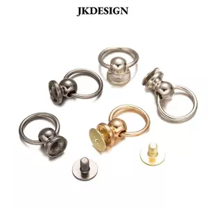 JKDESIGN 20 Chiếc Móng Tay Đầu Tròn, Có Vòng Kéo DIY Vít Vít Vít, Làm Đồ Thủ Công Kim Loại Túi Quần Áo Ví Phụ Kiện Điện Thoại Khóa Kim Loại