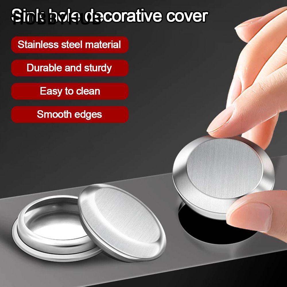Vỏ lỗ vòi HOBBYHUB, phích cắm bồn rửa bằng thép không gỉ chống rò rỉ, Phụ kiện nhà bếp Nút chặn nước bạc Phòng tắm