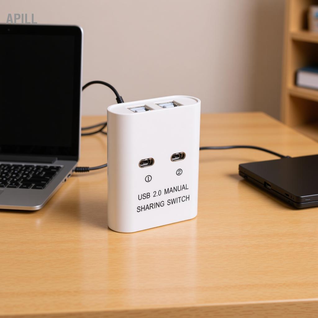 apill Naroote Bộ chọn chuyển đổi USB 2.0 2 máy tính chia sẻ 1 thiết bị máy in Truyền tốc độ cao Tiết kiệm thời gian Hub dễ dàng cho máy quét bàn phím chuột PC
