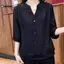 Áo Sơ Mi Màu Trơn KUZHEN Nữ Mùa Hè V-Ne Dài Tay Mourning Top HOT
