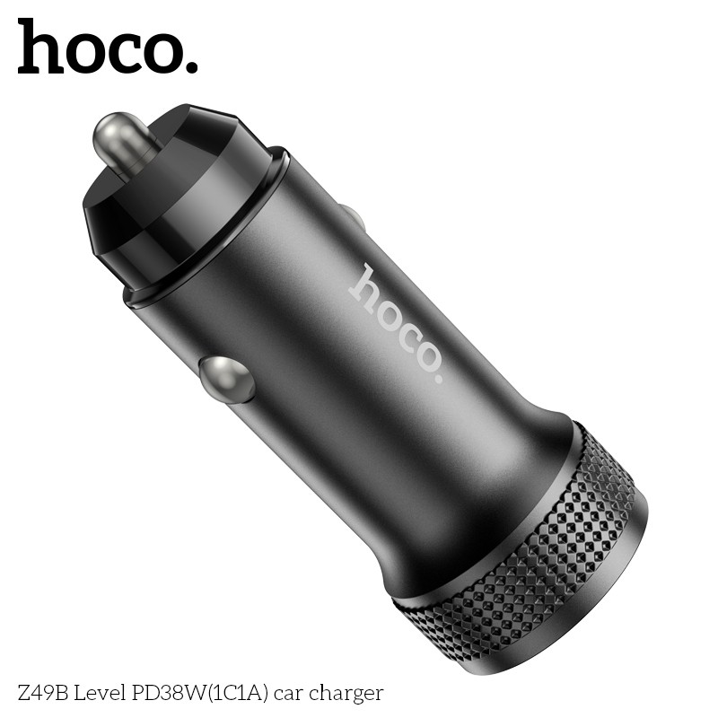 Tẩu sạc nhanh 38W Hoco Z49B dung cho ô tô, 2 cổng Type C + USB, PD20W + QC3.0, nhỏ gọn