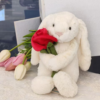 Jellycat Medium Cream Bunny Christmas Rose Valentine Dust Bag Pre-Release