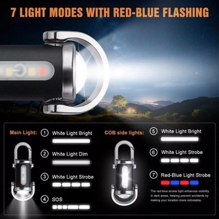 【COD】Đèn pin mini dùng cho EDC, có thể móc vào chìa, cung cấp ánh sáng với 7 mức điều chỉnh cho công việc và sinh hoạt.