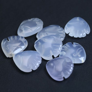 ((Giá 2 miếng) Mặt dây chuyền chalcedony mã não lychee frozen trắng tự nhiên, khoảng 19x21mm