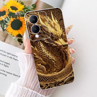 Dành Cho Vivo Y17s V2310 Mới Mát Họa Tiết Rồng Hổ Vỏ Điện Thoại Vivo Y17S Y 17S 4G Silicon Mềm TPU