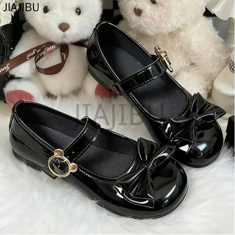 Size 33-46 Giày Công Chúa Gót Thấp Kiểu Pháp Cổ Điển, Kiểu Dáng Giản Dị, Có Nơ, Thích Hợp Cho Cosplay. 45 Giày Da Màu Đỏ/đen Mũi Tròn, Chống Trơn Trượt, Kiểu Dáng Học Sinh Anh Quốc. 44 Korean Fashion Platform Mary Jane Doll Shoes Giày Bệt JK Kiểu Nhật 43