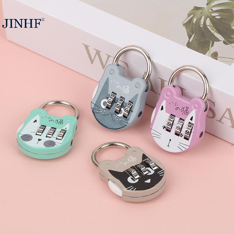 JINHF Mã Số Khóa Chống Trộm Độ Mạnh Cao Chính Xác Mèo Dễ Thương Mini Hành Lý Vali Số Mật Khẩu Khóa Cho Ký Túc Xá Ngăn Kéo Bàn Tủ Khóa Ba Lô Du Lịch HOT