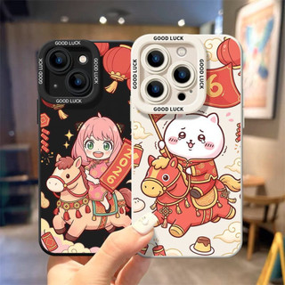 Ốp điện thoại năm con ngựa Anya và Chiikawa cho iPhone 17 / 16 / 15 / 14 / 13 / 12 / 11 / Pro MAX / X / XS / XR / 7 / 8 Vỏ bảo vệ toàn diện bằng silicon lỏng chống sốc và chống rơi