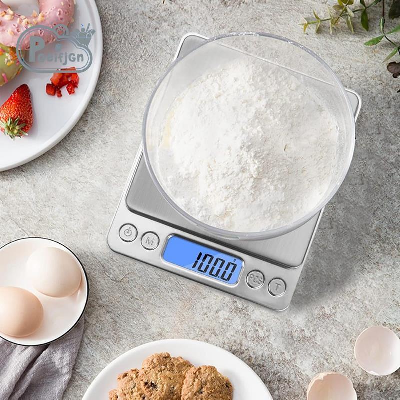 Cân Thực Phẩm 3kg / 0,1g Cân Nhà Bếp Kỹ Thuật Số Trọng Lượng Gram Và Ounce Để Nướng Nấu Cà Phê Màn Hình LCD Móc Treo