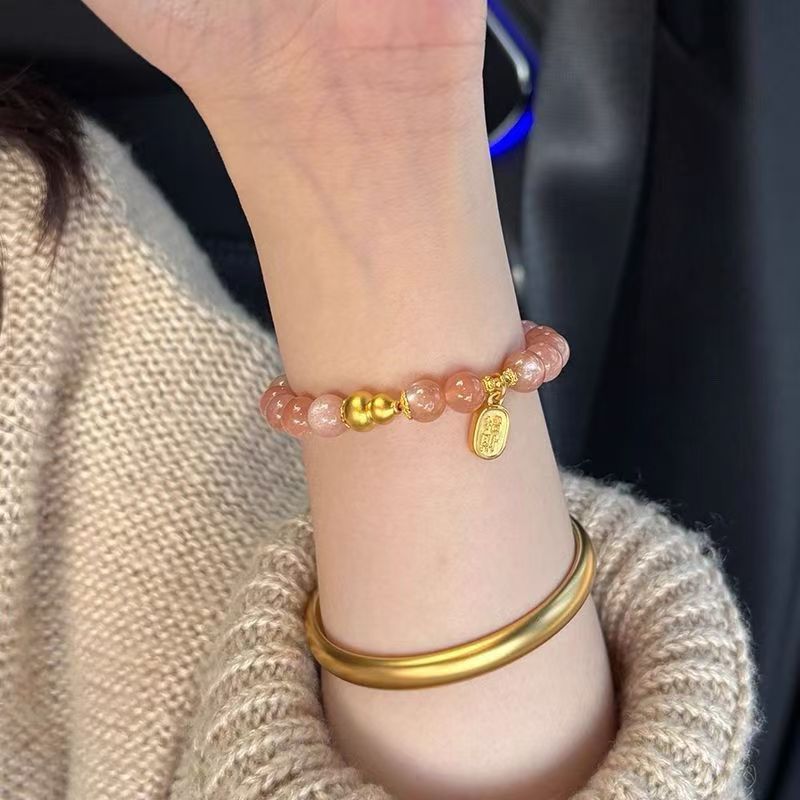Fortune Bầu Giả Sunstone Vòng Tay Ánh Sáng Mới Sang Trọng Niche Cảm Giác Cao Cấp May Mắn Hạt Pha Lê Vòng Tay