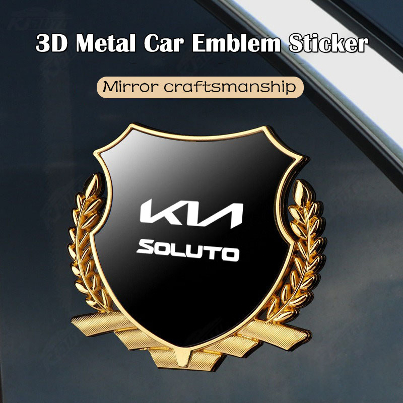 Kia Soluto Kim Loại Biểu Tượng Miếng Dán Tai Lúa Mì Bên Cửa Sổ Miếng Dán Cá Tính Trang Trí Xe Sửa Đổi Miếng Dán