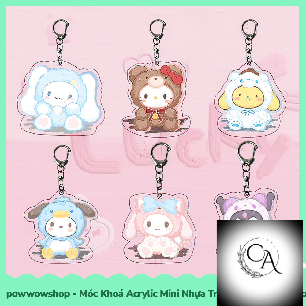 [Sẵn VN - Hỏa Tốc] Móc Khoá Nhựa Mini Trong Suốt Acrylic 2 Mặt Phong Cách Nhân Vật Hoạt Hình Chibi Sanrio Teddy