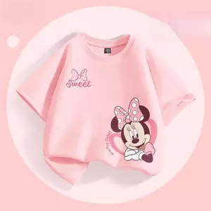 áo Mickey ngắn tay, họa tiết cartoon, thoải mái, cổ tròn, thời trang