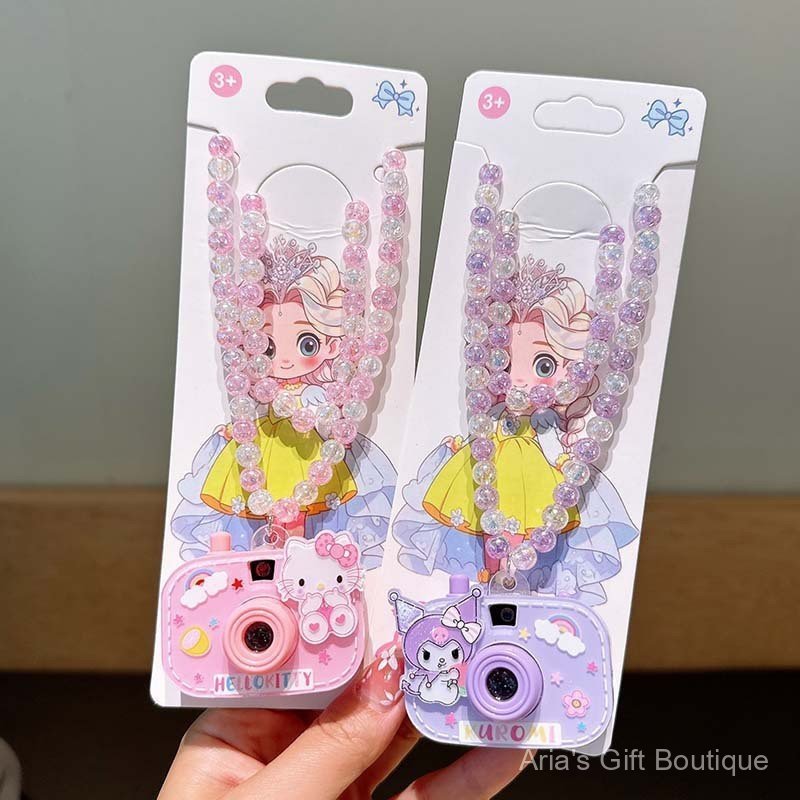[Aria] Vòng cổ máy ảnh chiếu trẻ em Vòng cổ đính cườm Trang sức Cô gái nhỏ Đồ chơi phát sáng dễ thương Quà tặng sinh nhật