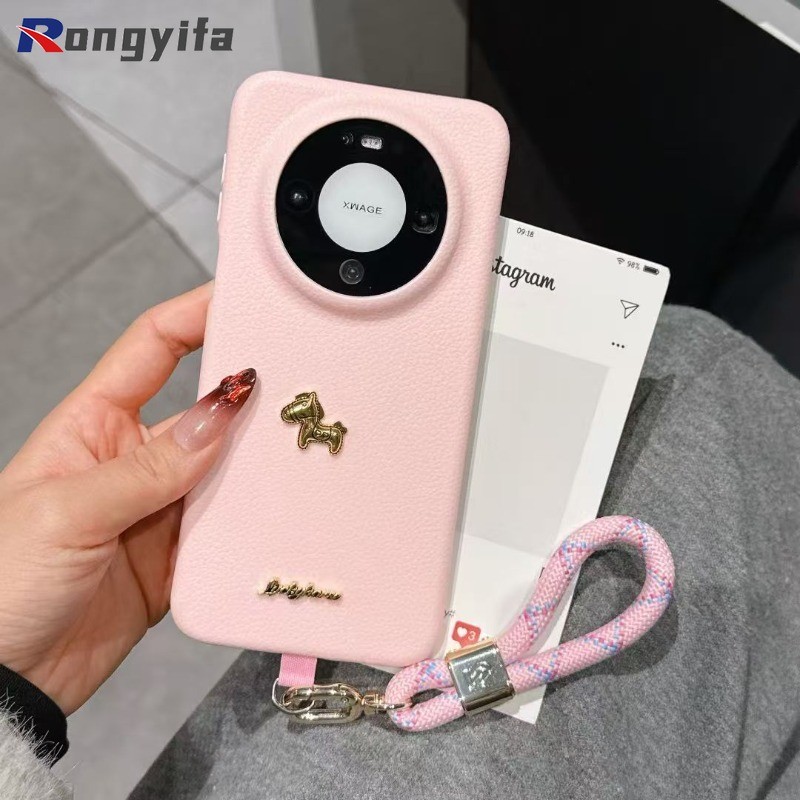 Ốp Điện Thoại Năm Mới Pony Dễ Thương Cho Honor X9D X9C Smart X9B X70 X60 X50 GT Pro Magic 7 6 Lite 5G Bao Da Vải PU Vỏ Mềm Chống Sốc Có Dây Buộc