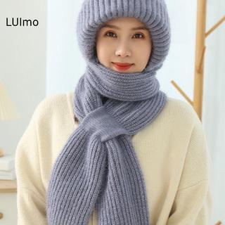 Mũ len thu đông tích hợp khăn và bảo vệ tai, làm từ len tự nhiên dệt kim, giữ ấm hiệu quả