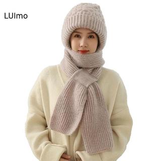 Mũ len thu đông tích hợp khăn và bảo vệ tai, làm từ len tự nhiên dệt kim, giữ ấm hiệu quả
