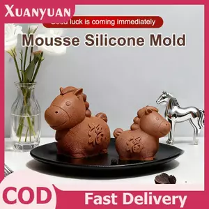 XUAN Hoạt Hình Hình Ngựa Silicone Bánh Mousse Khuôn Ngựa Thiết Kế Lập Thể Tết Nguyên Đán DIY Trang Trí Món Tráng Miệng Dụng Cụ Làm VN