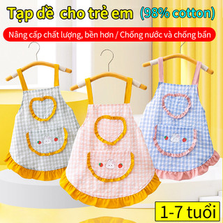 Tạp dề Cotton chống thấm nước cho bé Chống bẩn Bền bỉ Tạp dề vẽ tranh trẻ em dễ thương