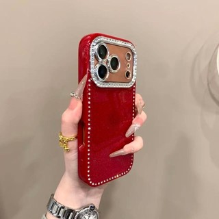 Sang Trọng Flash Đỏ Bảo Vệ Toàn Diện Kim Cương Edge Ốp lưng iPhone17 16 15 14 13 Pro Max Chống Sốc Bảo Vệ Camera Ốp Lưng Cứng Chống Rơi