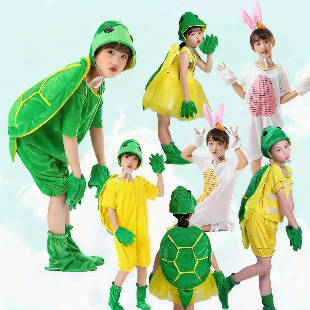 💕 HÀNG CÓ SẴN – Đầm Trang Phục Trẻ Em 3‑12 tuổi – Rùa Thỏ + Hoạt Hình Động Vật, Thích Hợp Halloween, Giáng Sinh & Ngày Trẻ Em 🎃🎉