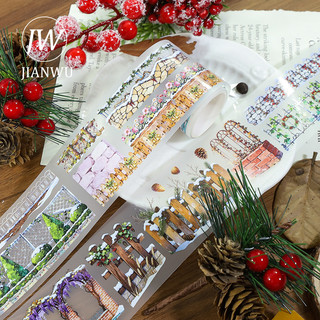 JIANWU 50mm * 200cm Hàng rào hoa cổ điển Tường Vật liệu cảnh quan Cắt xén Thêu Sò Băng PET Sáng tạo DIY Tạp chí Văn phòng phẩm