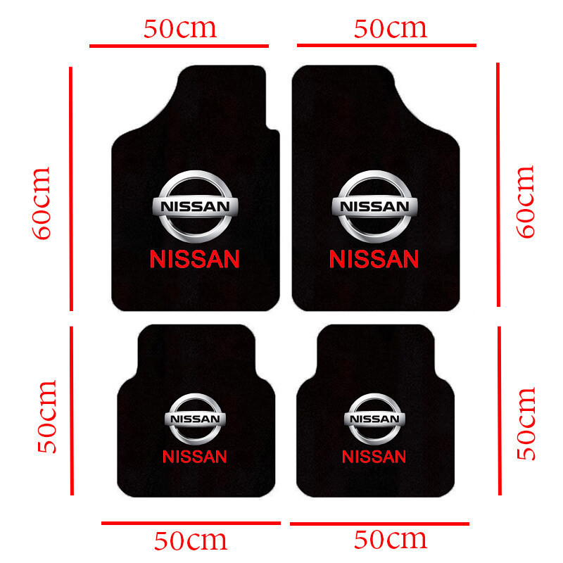 4 Thảm trải sàn ô tô không mùi Flannel Thảm trải sàn ô tô chống trượt cho Nissan Navara Almera Livina Teana Tiida Qashqai D22 March X-trail