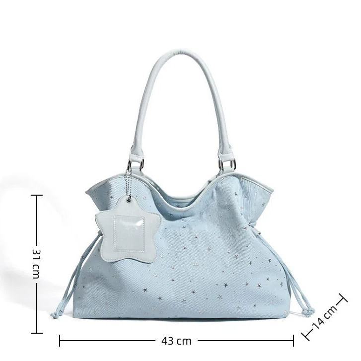 ANCO 2026 Túi tote Hàn Quốc Dung lượng lớn Lớp học trên Sao hình chấm tròn nách chứa máy tính 16 inch