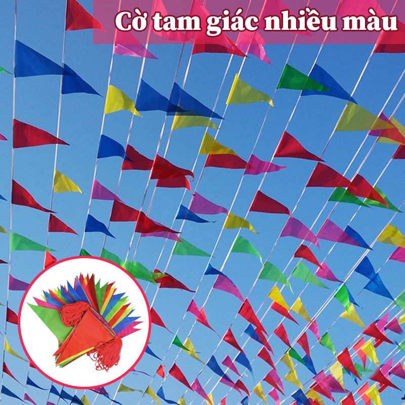 Dây Cờ Đuôi Nheo, Cờ Tam Giác Trang Trí 100m (150 Lá)  - Cờ Trang Trí, Dây Treo Tết Cho Lễ Hội, Khai Trương & Sự Kiện