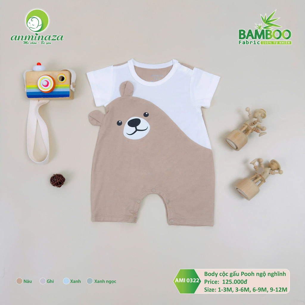 Body Đùi Gấu Pooh Nghỗ Nghĩnh Anminaza Vải Sợi Tre Petit Co Dãn Thấm Hút Tốt - Hàng Chính Hãng AMI0322