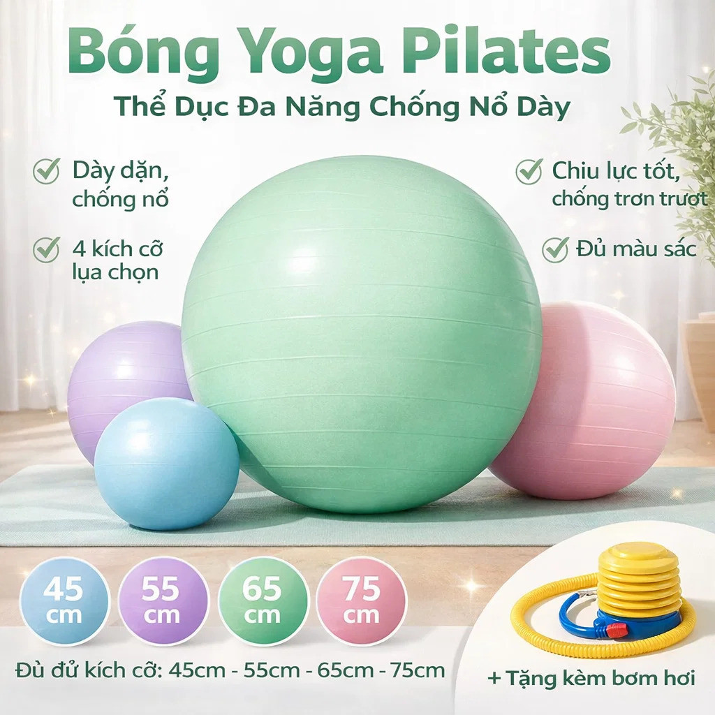 ⚡COD⚡Thiết bị tập thể dục: Bóng tập yoga/Bóng nâng mông/Bóng tập yoga dày chống cháy nổ/Bóng tập Pilates/Bóng tập yoga cho cơ bụng / Bóng tập yoga an toàn và chống nổ