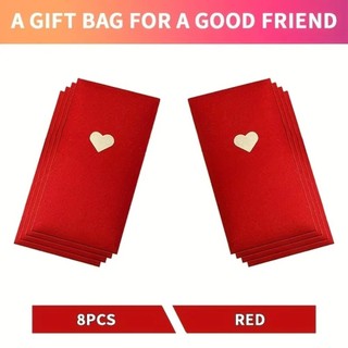 MIKYCO 6 Phong Bì Đỏ, Gói Màu Đỏ Ba Màu Tinh Tế, Họa Tiết Tình Yêu 17 * 9cm Năm Quà Tặng Tiền Mặt Phong Bì Ngày Lễ Tình Nhân