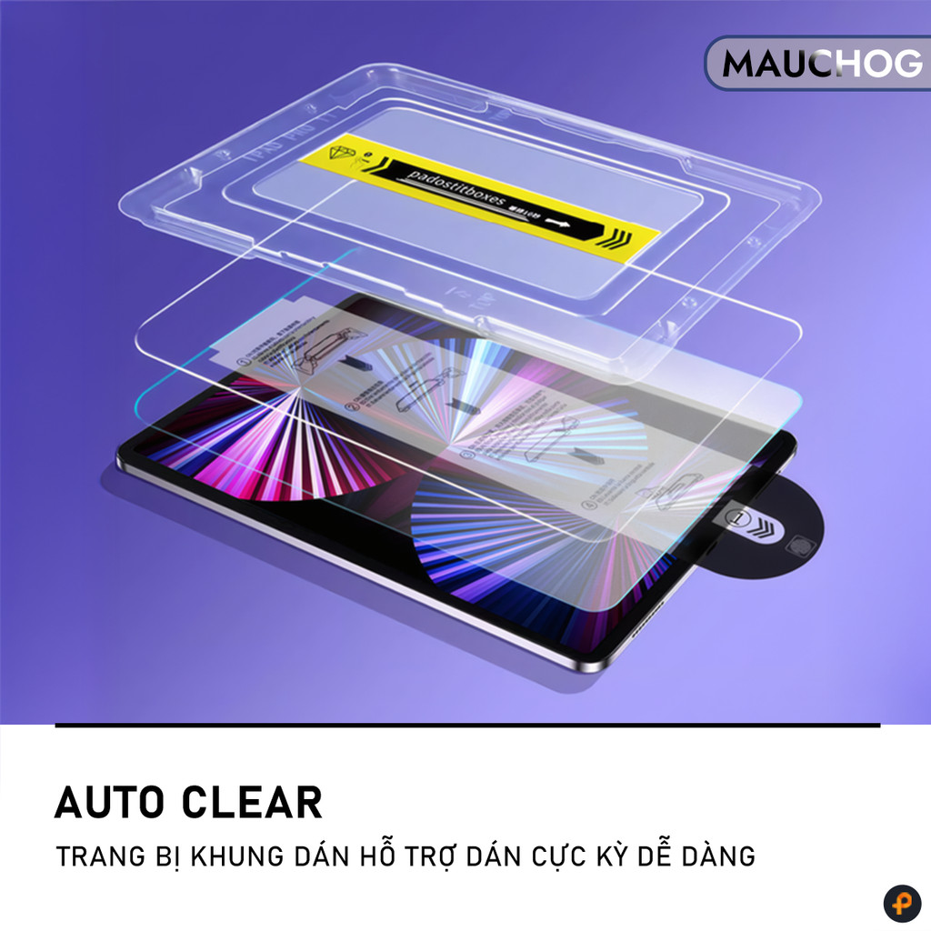 Kính Cường Lực Trong Suốt Có Khung Tự Dán Cho iPad Pro M4 M2 M1 Gen 11 10 9 8 7 Mini 7 6 Air 7 6 5 4