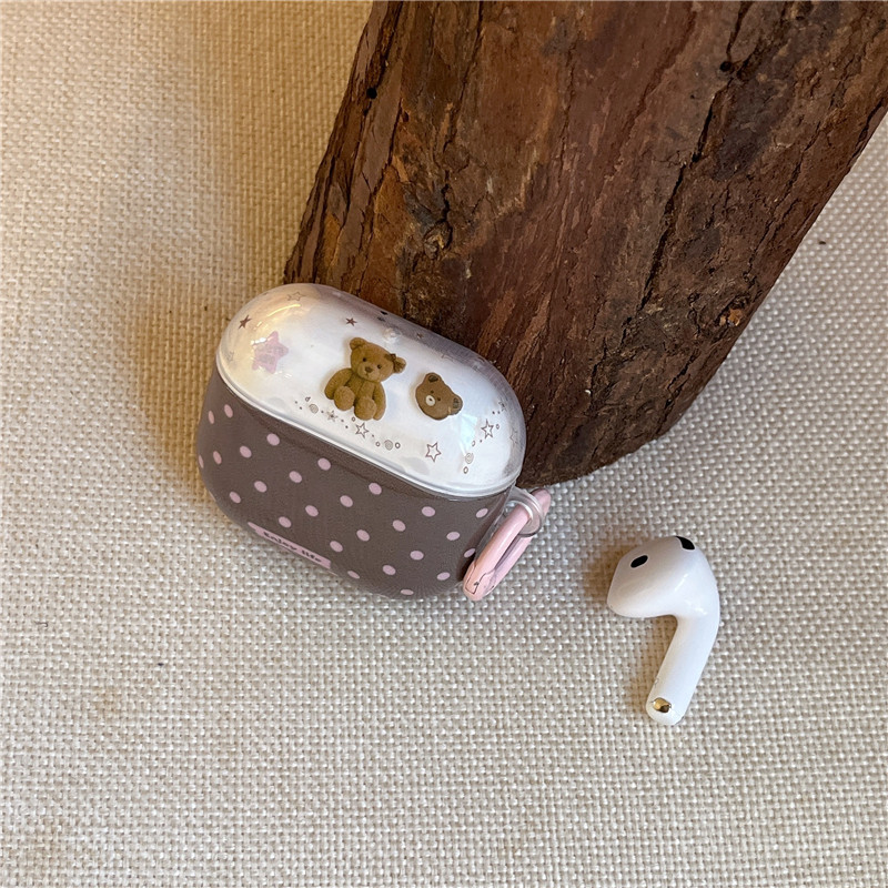 Air Pods 1 / 2 Thế hệ thứ 3 Air Pods Pro Air Pods 3 / 4 Họa tiết gấu có dấu chấm Chất liệu TPU Vỏ bảo vệ Tai nghe không dây