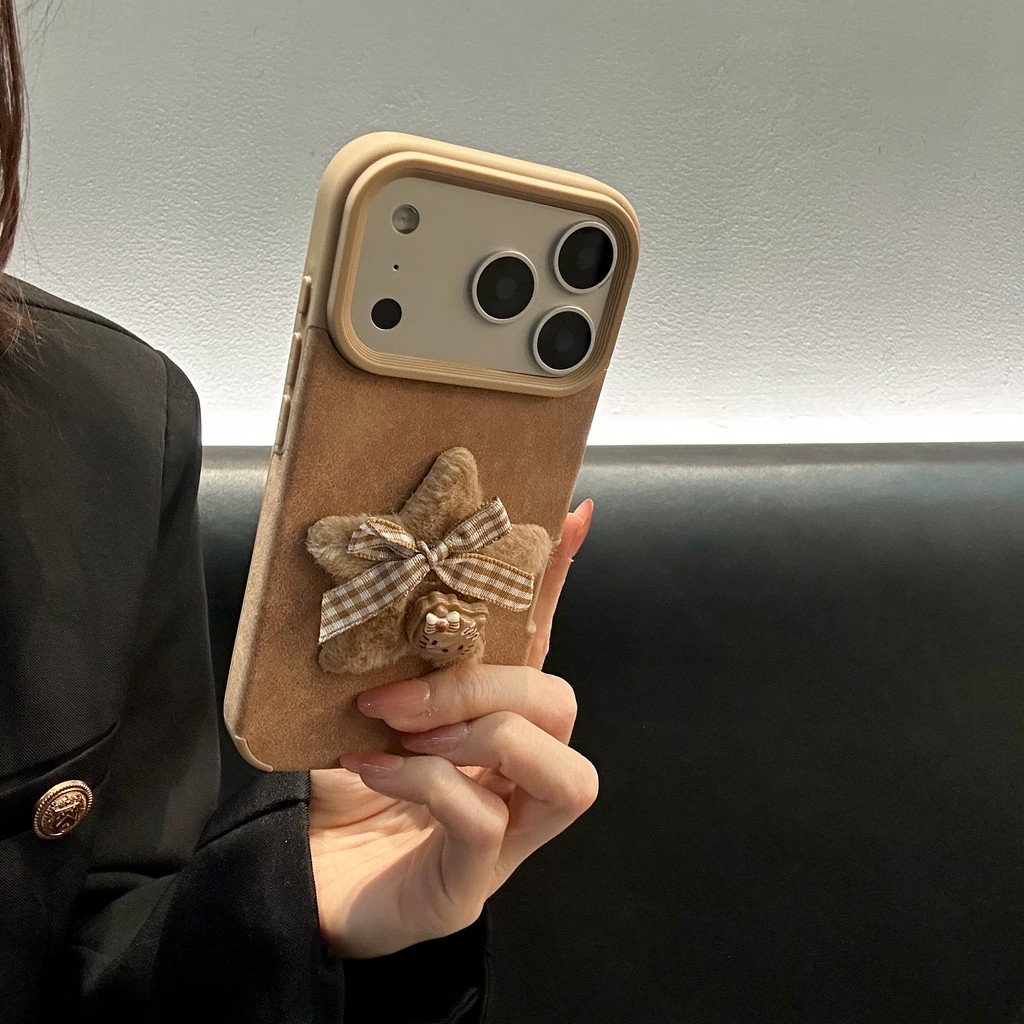 Những ngôi sao 3D trên vải bông màu nâu phù hợp để  iPhone 17 Pro Max  iPhone 17 16 15 14 13 12 11