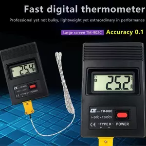 Đồng hồ đo nhiệt độ QIUWU TM-902C (-50C đến 1300C) TM902C Cảm biến nhiệt kế loại K kỹ thuật số + Đầu dò cặp nhiệt điện.